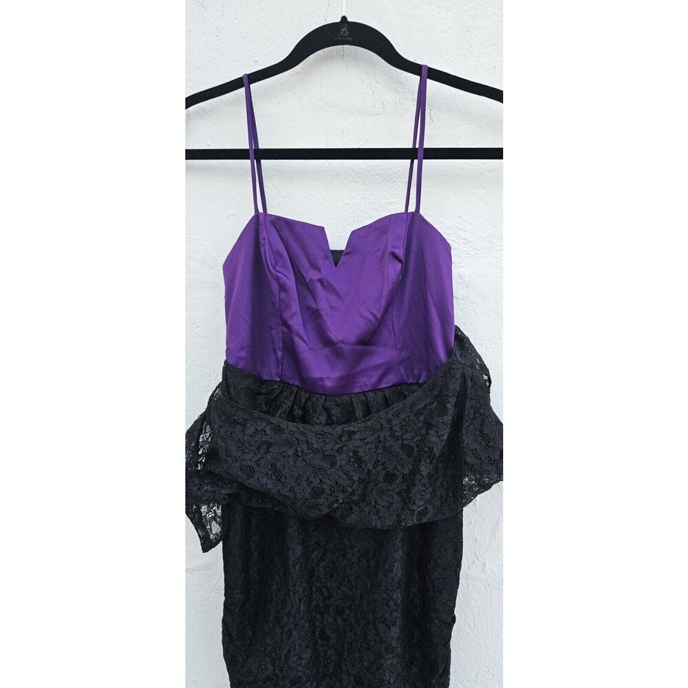 Mikael Aghal Dress Womens 2 Black Lace Ruched Mini Whimsigoth New Years Party - Picture 6 of 11